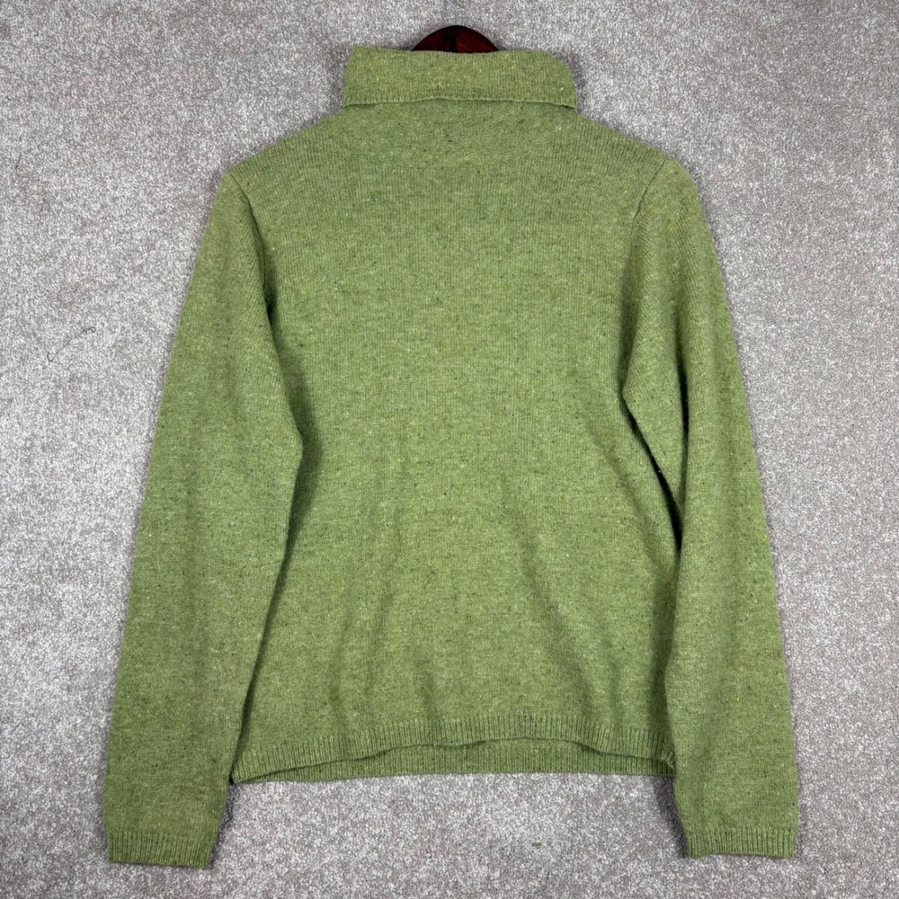LL Bean Womens Medium Green Merino Wool Angora Blend Turtleneck Sweater O YU08